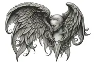 angle and devil wings   tattoo design idea