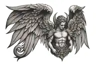 angle and devil wings   tattoo design idea
