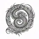 an Maori dragon tattoo as a circle. tattoo design idea