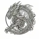an Maori dragon tattoo as a circle. tattoo design idea
