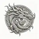 an Maori dragon tattoo as a circle. tattoo design idea