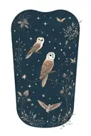 symbols hidden within fine-line flowers, including a barn owl, bat, honey bee, andromeda star system tattoo design idea