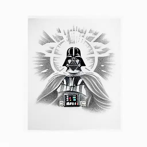 Darth Vader from Star Wars surfing the great wave tattoo design idea