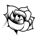 Small 2D gothic style flower tattoo design idea