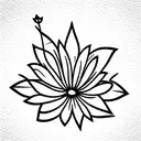 Small 2D gothic style flower tattoo design idea