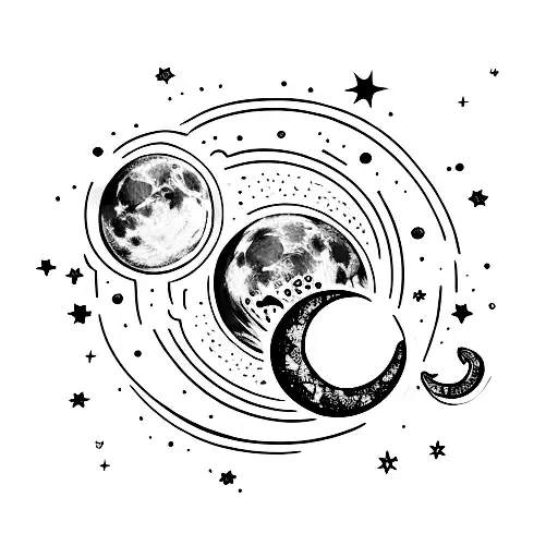  moon stick wand tattoo design idea