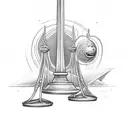 bass line from orion with an alabama script A as well as a statue of lady justice tattoo design idea