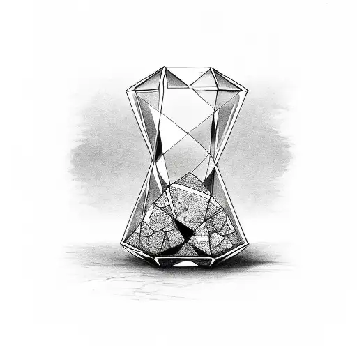 shattered hourglass tattoo design idea