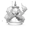 broken hourglass tattoo design idea