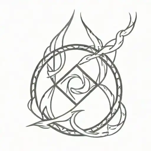 chain link circle with flames im the middle  tattoo design idea