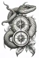 snake compass arrow tattoo design idea