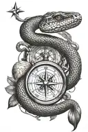 snake compass arrow tattoo design idea