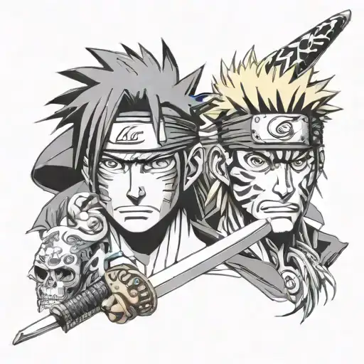 naruto headband luffy strawhat ichigo sword tattoo design idea