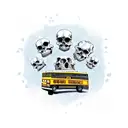 school bus covered in skulls tattoo design idea