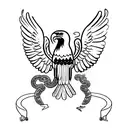 Mexican Eagel with snake in mouth standing on swedish 3 crowns from stockholm tattoo design idea