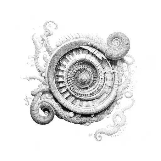 the nautilus from 20000 leagues under the sea with the aquid wrapped around it  tattoo design idea