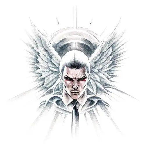 angel and demon battle tattoo design idea