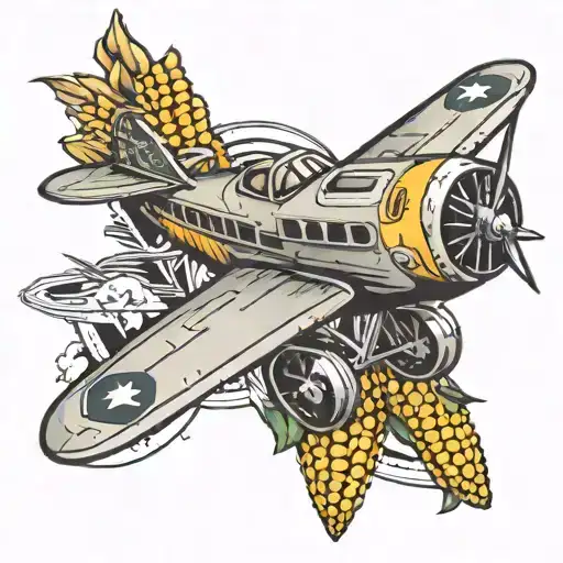 corn cob airplane  tattoo design idea