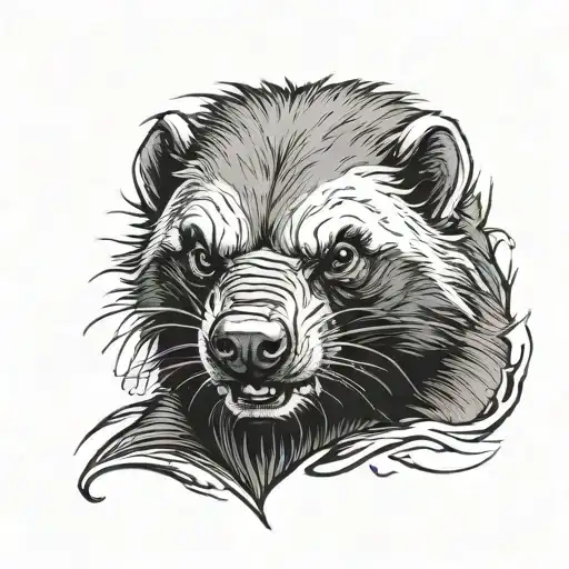 honey badger face angry tattoo design idea