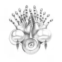 Praying hands surrounded by pearl necklace  tattoo design idea