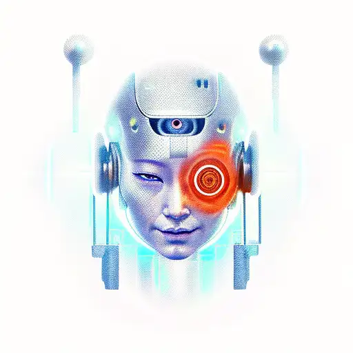 Cyborg, AI, Zen, life balance  tattoo design idea