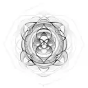 sacred geometry shape with omega symbol in the center tattoo design idea