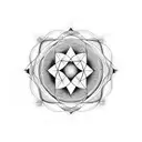 omega symbol with sacred geometry shape tattoo design idea