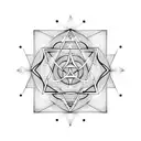 omega symbol with sacred geometry shape tattoo design idea