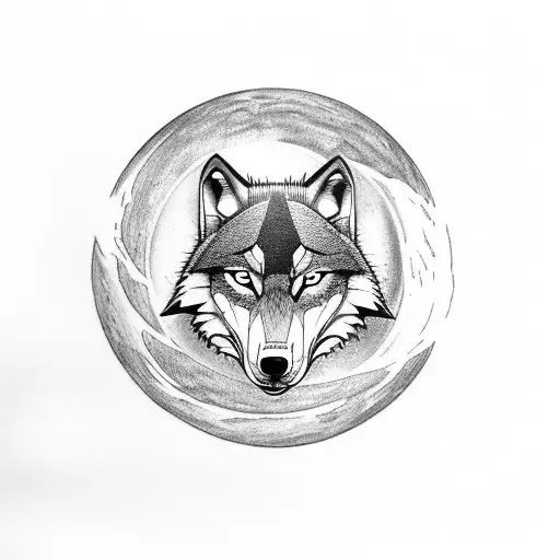 A wolf with the moon under it and avenger written on the moon tattoo design idea