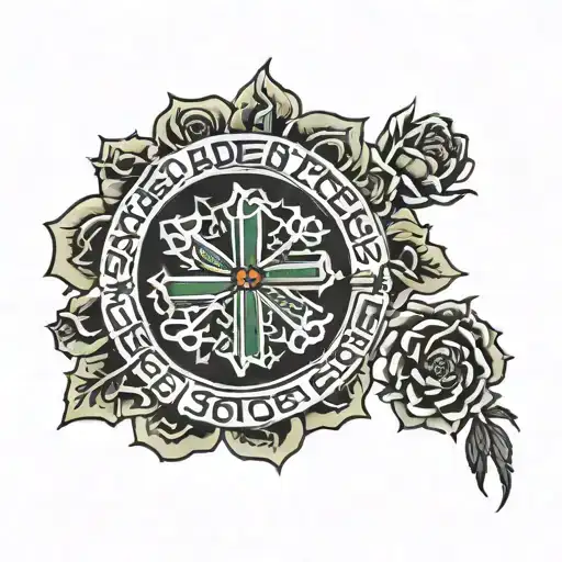 stone roses manchester band logo incorporated tattoo design idea