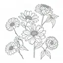  chrysanthemum Daisy carnation  flower names Ashley Andrea and Alexis  tattoo design idea