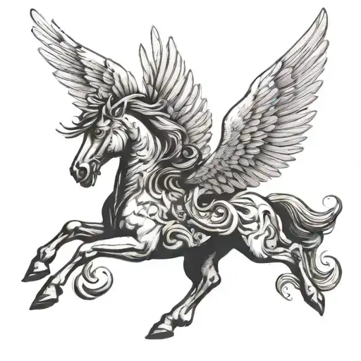pegasus horse with wings tattoo design idea