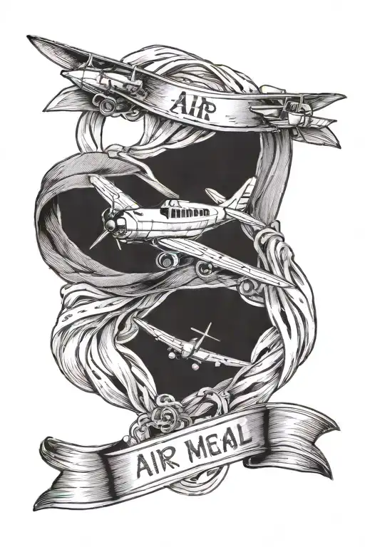 air medal ribbon  with medical airplane  tattoo design idea