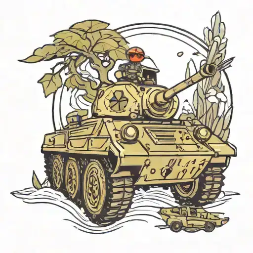 cocomelon and army tanks tattoo design idea