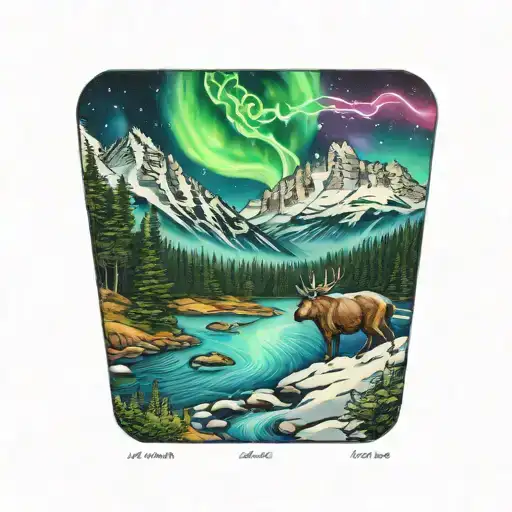 alaska scene with northern lights tattoo design idea