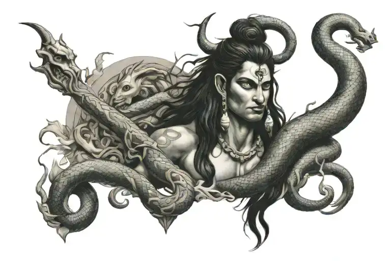 Aesthetic Shiva with snake tattoo design idea