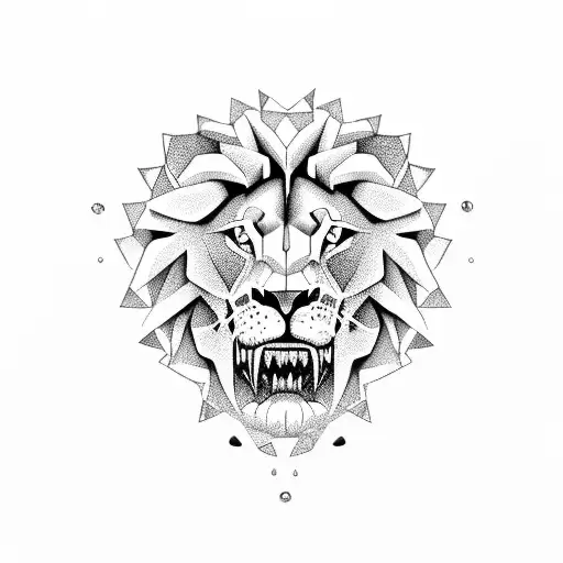 lion biting an skull with waves diamonds nircissus flowers tattoo design idea