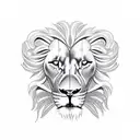 lion biting an skull with waves, diamonds nircissus flowers tattoo design idea