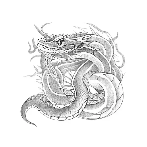 snake and dragon tattoo design idea