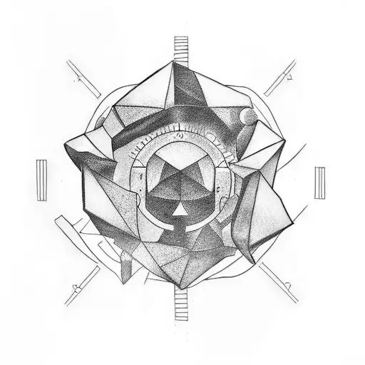 Polygonal representation of an engine tattoo design idea