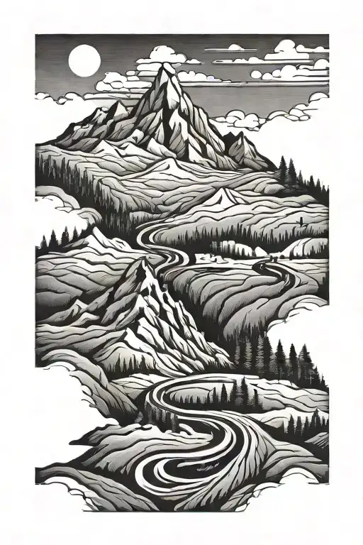 Winding mountain road  tattoo design idea