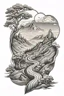 Windy mountain road  tattoo design idea