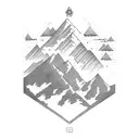 Mountain Scene with dove tattoo design idea