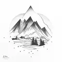 Mountain Scene with dove tattoo design idea