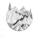 Mountain Scene with dove tattoo design idea
