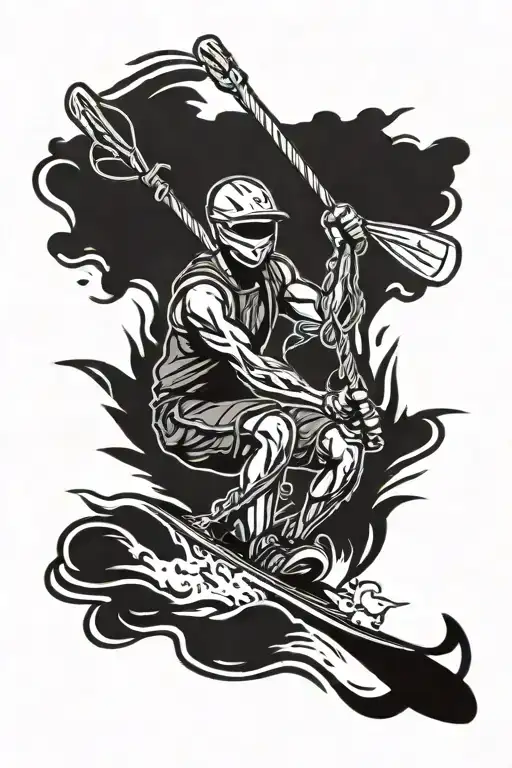 Kayak slalom ski rope tattoo design idea