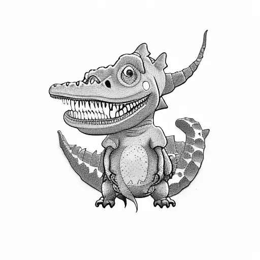stitch and dinosaur tattoo design idea
