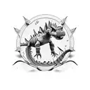 stitch and dinosaur tattoo design idea