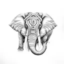 elephant with chrysanthemum  tattoo design idea