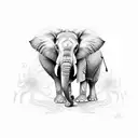 elephant with chrysanthemum  tattoo design idea